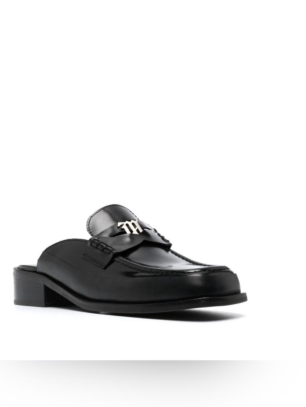 Men's Black Leather Slip-On Loafer with Metal Bit